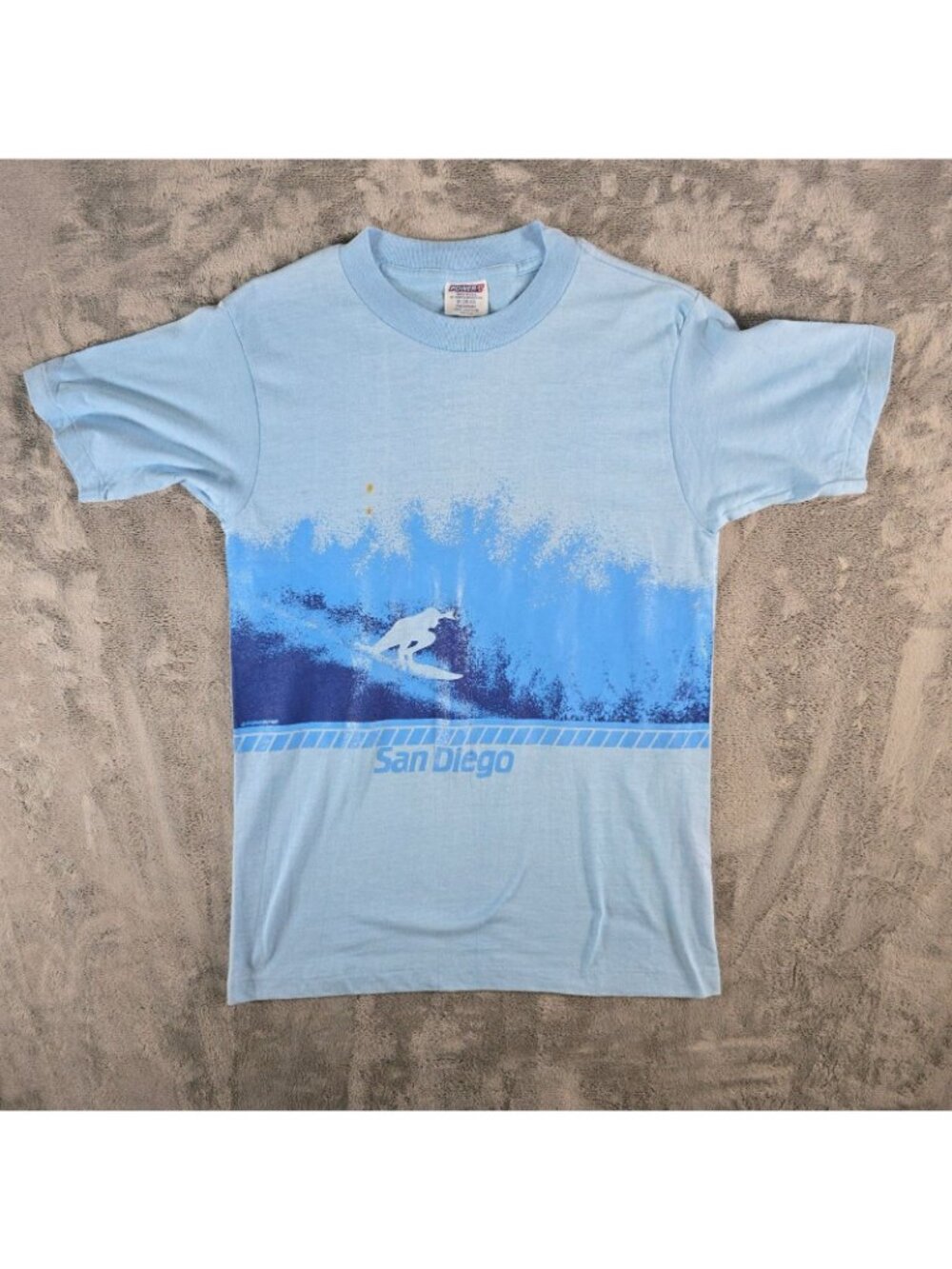 Vintage 1980s Power-T Hogenson San Diego Wrap Around Surf Graphic T-Shirt (S/M) - Picture 11 of 13